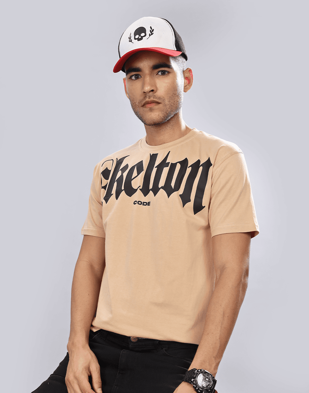 Barbaric Crew Neck Tee, Beige (Unisex)