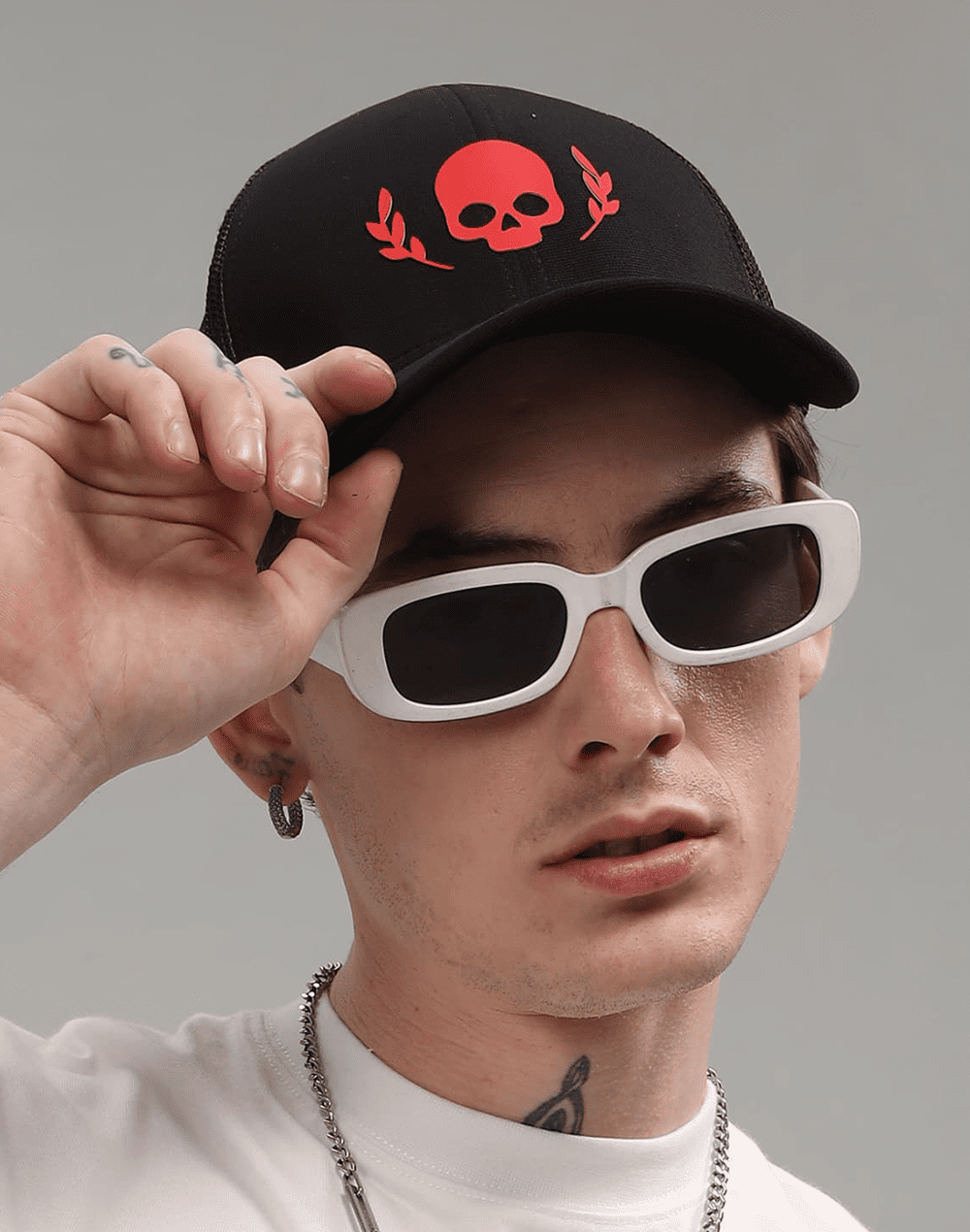 Classic Red Logo Trucker Black Cap