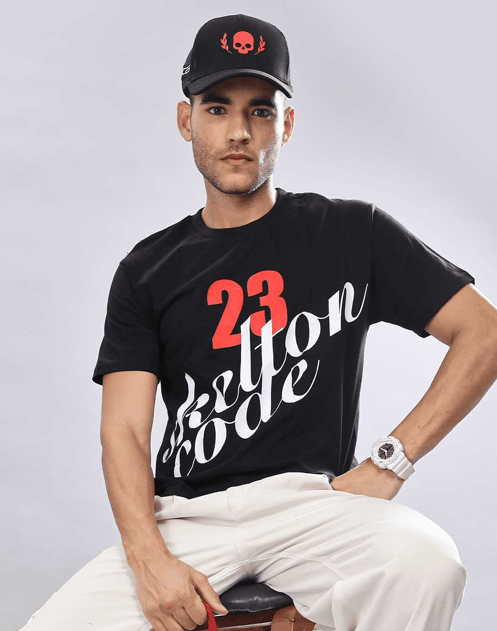 Crimson Cursive Crew Neck Tee, Black (Unisex)